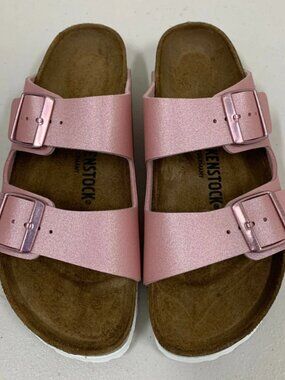 Birkenstock Arizona Icy Metallic Old Rose Birko-Flor Narrow Width Sandals